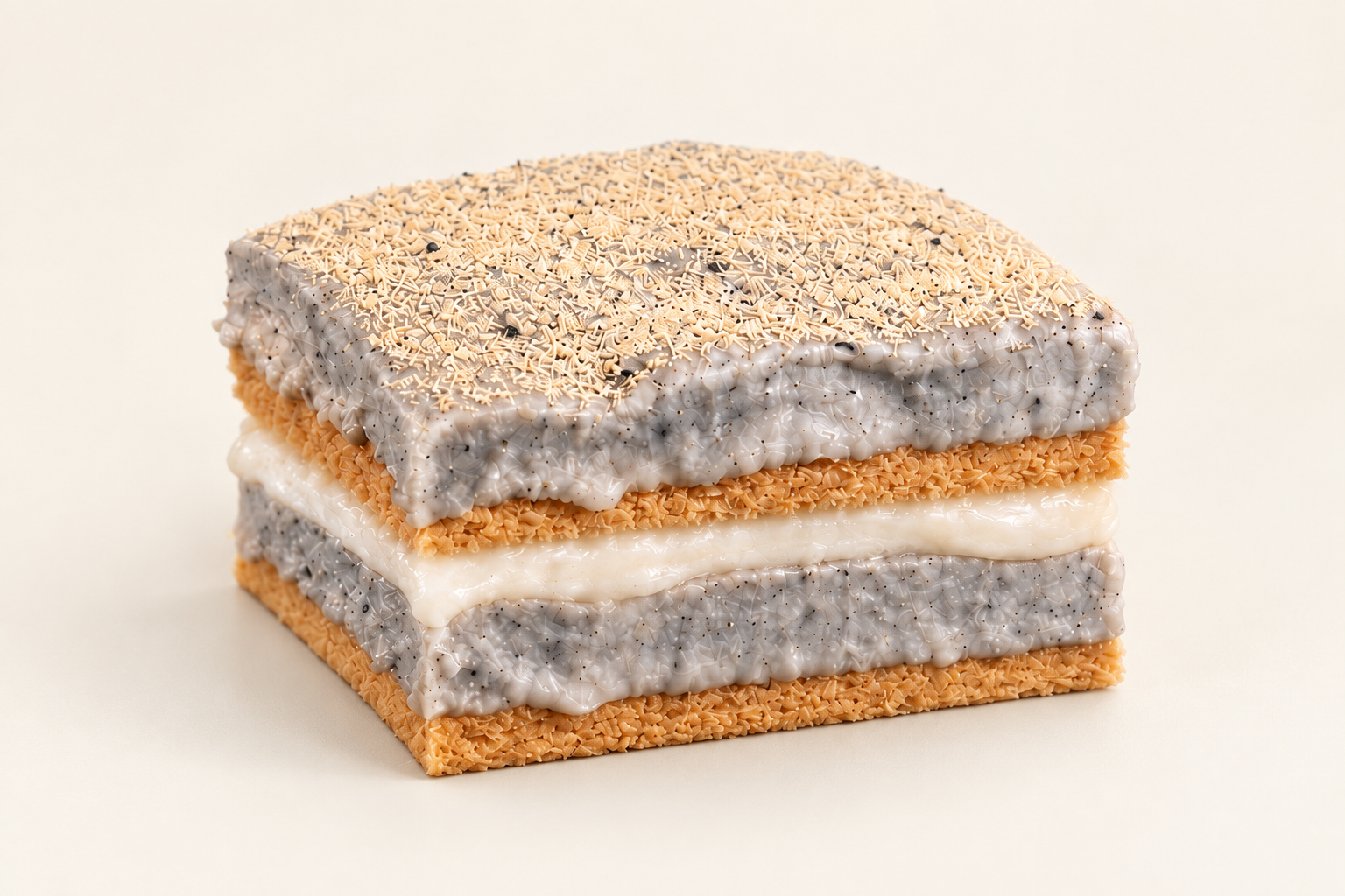 Layered black sesame dessert